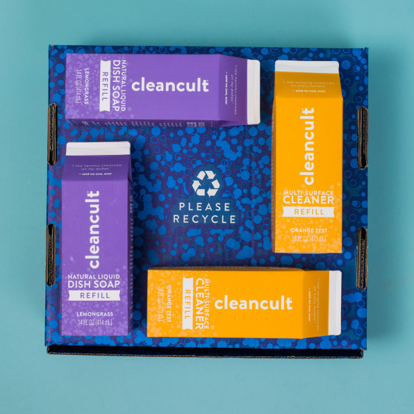 A set of non-toxic soap refill packets from Cleancult
